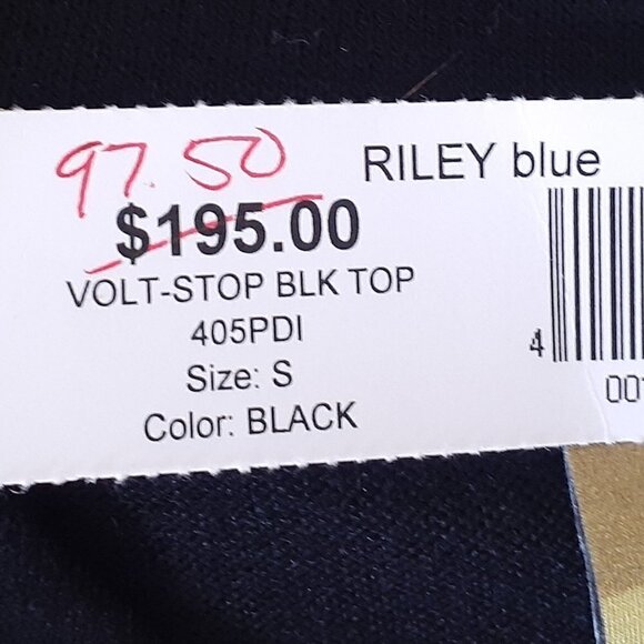 NWT - VOLT DESIGN Black V-Neck Sweater Top w Faux Leather Contrast; Size Small - Picture 7 of 7